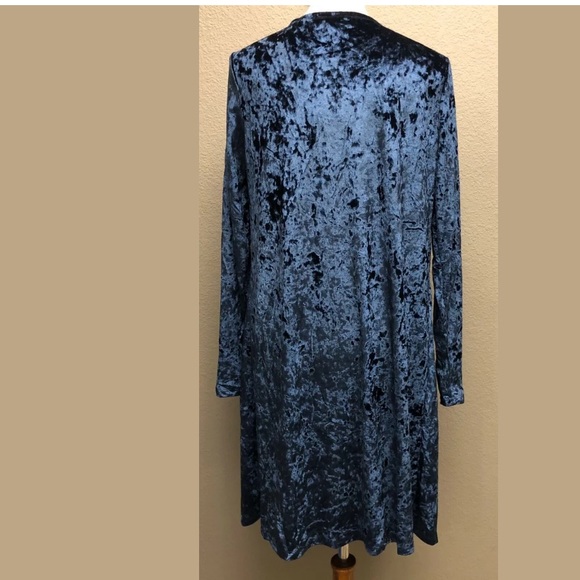 Grace And Emma Womens Velvet Long Open Cardigan - Picture 6 of 8
